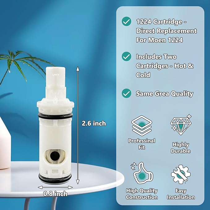 1224 Cartridge with 97479 Stem Extension Kit, Faucet Repair Kit compatible with - Image 2