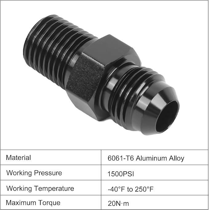 EVIL ENERGY 6AN Male Flare to 1/4" NPT Pipe Fitting Adapter Aluminum Straight - Image 3