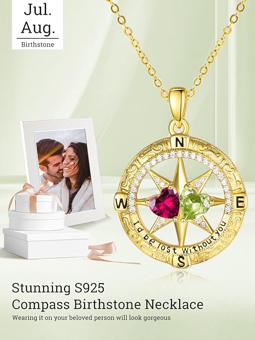 Valentine's Day Gifts for Wife 925 Sterling Silver Double Birthstone Pendant Necklaces I Love You for Always and Forever Necklace Anniversary Birthday Gifts for Wife Girlfriend Mom Her