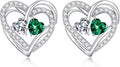 Iefil Valentines Day Gifts for Her, 925 Sterling Silver Heart Birthstone Earrings, Anniversary Birthday Gifts for Women, Birthstone Jewelry for Her Wife Girlfriend Mom