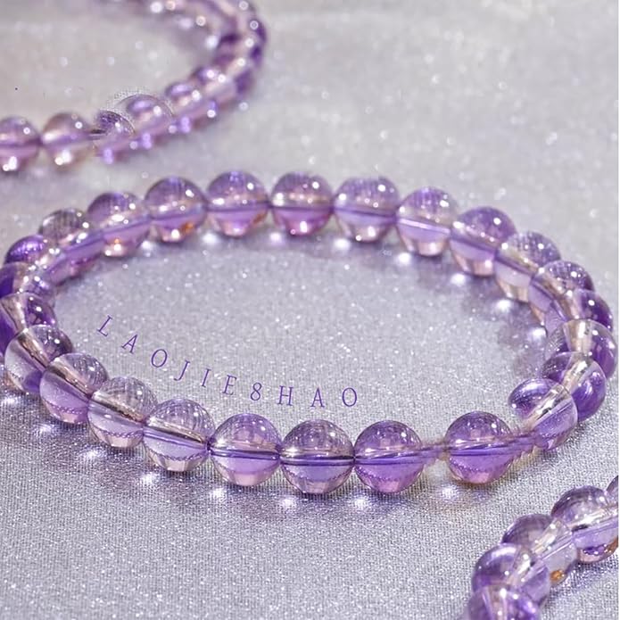 Women's Beaded Elastic Bracelet - Christmas gift featuring natural amethyst and citrine bracelet that brings good luck and wealth, suitable as holiday jewelry for family and friends