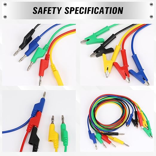 SWANLAKE 5-Piece Banana Plug to Alligator Clip Test Leads, 1000V 15A 3.5ft/1M - Image 6
