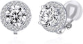 YOQUCOL 8MM Cubic Zirconia Crystal Clip On Stud Earrings Round Non Pierced Earrings for Women