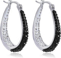 Savlano 14K White Gold Plated Inside Out Crystal Hoop Earrings For Women Comes With Savlano Gift Box
