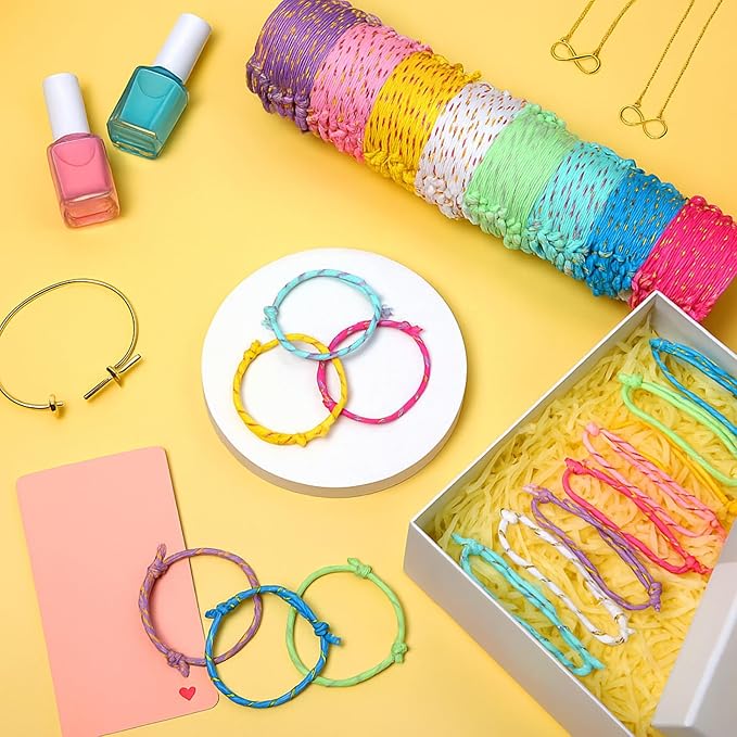 Remerry 168 Pcs Friendship Bracelets Adjustable Woven Rope Bracelets Bulk Valentine's Day Birthday Party Favors & Goodie Bag Stuffers, 8 Assorted Colors(Candy Colors)