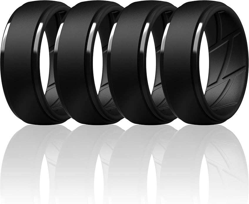 ThunderFit Men's Silicone Rings 10mm Wide 2.5mm Thick Rubber Bands, Breathable, Variety Multipack 1-10