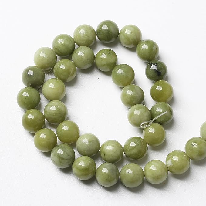 180PCS 4mm Natural Chinese Green Jade Beads Gemstone Round Loose Beads for Jewelry Making DIY Bracelet Necklace 32" 2 Strands