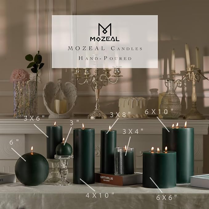 MOZEAL 3" x 6" Hand-Poured Unscented Candle, Dripless Pillar Candle Set of 3 - Image 3
