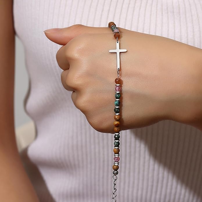 TONY & SANDY Christian Cross Bracelet for Women, Valentine's Day Gifts for Her, Confirmation Baptism Easter Gifts, Unique Gift for Friends Daughter Mom Sister in Christ Birthday Christmas