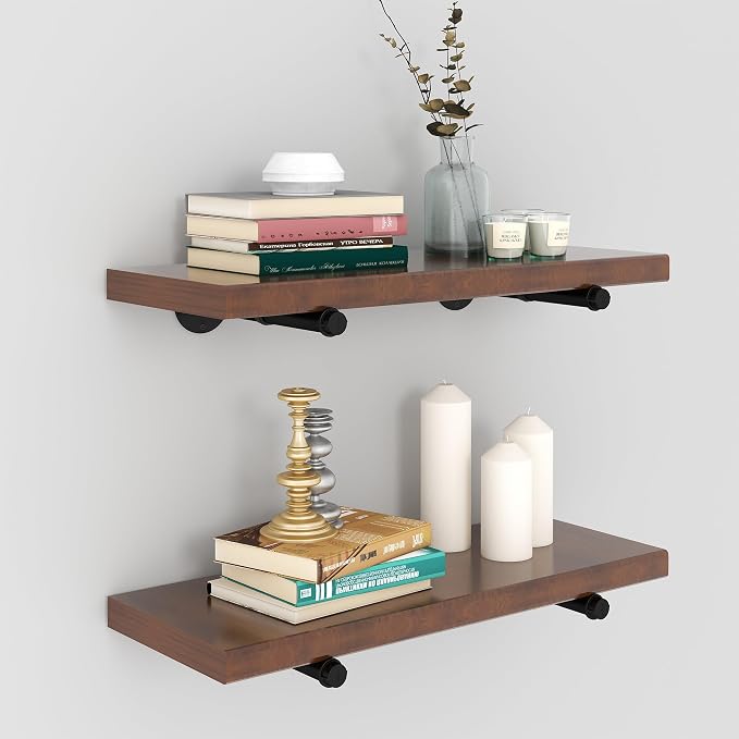 Industrial Pipe Shelf Brackets for 8 Inches Board, Heavy Duty Wall Mounted - Image 2