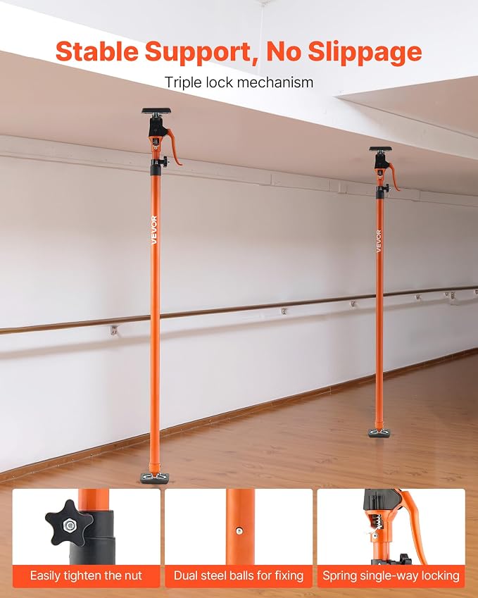 VEVOR Cabinet Jack Support Pole, 49.2-114.6 Inch Steel Telescopic Quick Support - Image 5