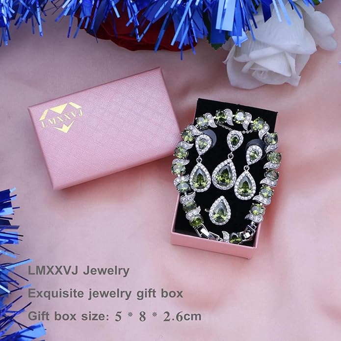 LMXXVJ Teardrop Jewelry Set for Women，Necklace Earrings Adjustable Ring Bracelet Set Fashion Formal Platinum/Gold/Rose Gold Jewelry Gift Girl/Mom/Wife/Grandmother/Best Friend/Aunt