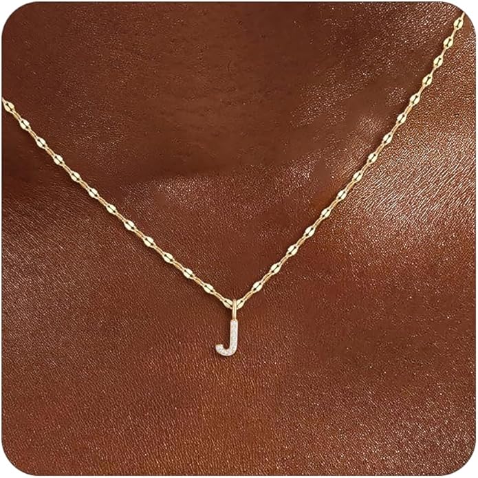Initial Necklaces for Women,14K Gold Plated Necklaces, A-Z Letter Pendant Charm Necklace Trendy Dainty Hypoallergenic CZ Custom Personalized Name Necklace Gold Jewelry Birthday Christmas Gift for Her