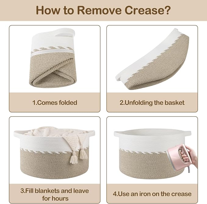 OIAHOMY 105L Extra Large Blanket Basket - Image 8