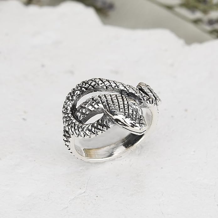 AeraVida Foxy Snake Coil Wrap Around .925 Sterling Silver Ring | Animal and Nature Inspired Silver Ring for Women | Elegant Snake Ring Accessory | Anniversary Jewelry Gift | Size 6-12