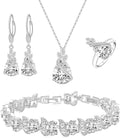 LMXXVJ Jewelry Set for Women,Teardrop Cubic Zirconia Necklace Earrings Adjustable Ring Bracelet Jewelry Set Formal Jewelry Gift