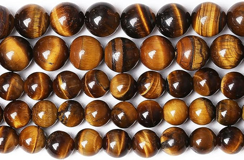 120PCS 6mm Natural Yellow Tiger Eye Stone Beads Semi Gemstone Round Loose Beads for Jewelry Making 32" 2 Strand DIY Bracelet Necklace Earrings