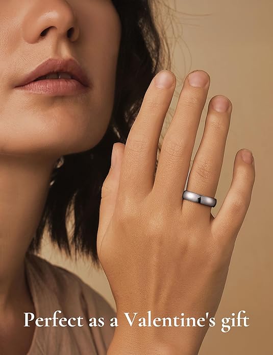 King Will Tungsten Carbide Wedding Band for Men Women Promise Rings for Couples Domed High Polish