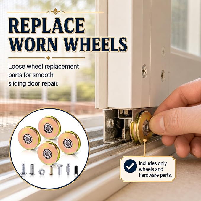 Therwen 4 Pcs 1-1/2 Inch Sliding Door Rollers Patio Roller Kit Sliding Wheels - Image 5