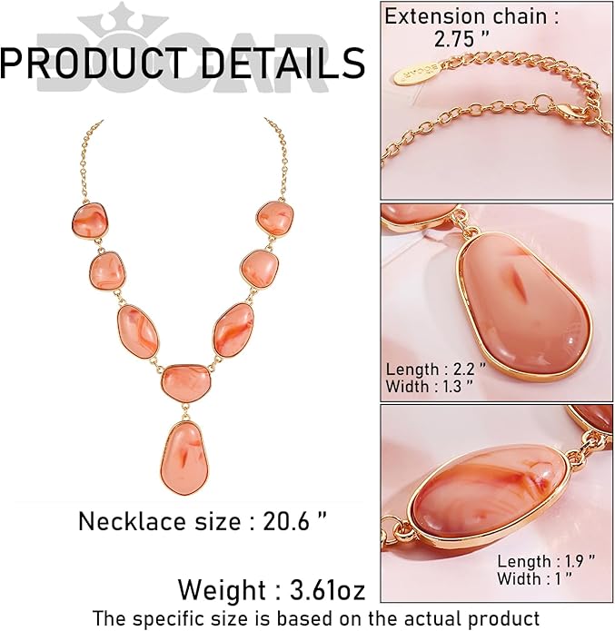 Bocar Bubble Chunky Necklace Alloy Necklace Resin Statement Pendant Necklace for Women