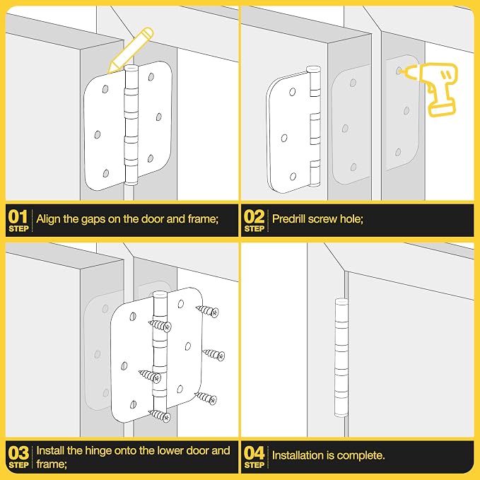 KOLET Ball Bearing Door Hinges, 3.5 Inches, 5/8" Radius, Matte Black, 6 Pack | - Image 6