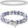 Beads Bow Charm Bracelet for Women Flower Vintage Bracelet Handmade Stretch Beaded Dainty Romantic Jewelry Gifts