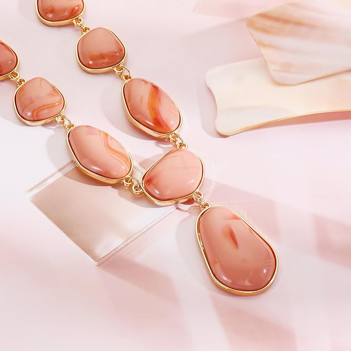 Bocar Bubble Chunky Necklace Alloy Necklace Resin Statement Pendant Necklace for Women