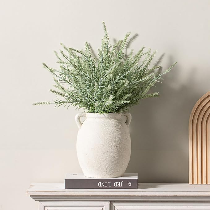 Dobbyby Ceramic Flower Vase 7.6 inch Farmhouse Rustic Vase Decorative Pottery - Image 7