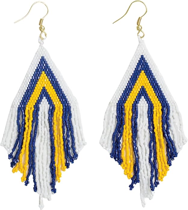 INK+ALLOY Game Day Earrings for Women, Luxe Beaded Fringe Earrings for Football Gameday Outfits, Handmade Jewelry for College Students, Team Gifts, Teachers, Football Moms