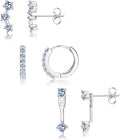 FIASASO 3 Pairs 925 Sterling Silver Hypoallergenic Earrings for Women Trendy - 14K Gold Plated Stud Hoop Cartilage Earrings Set Small Earring Stacks for Sensitive Ears Non Tarnish Dainty Silver Earring