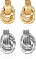 Gold/Silver Statement Geometric Earrings for Women Chunky Gold Knot Link Drop Dangle Earrings Trendy Jewelry Gift
