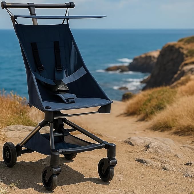 Lightweight Baby Travel Stroller – Compact & Airplane-Friendly Design, One-Hand Fold, 8.4 Lbs Carbon Fiber Frame, Breathable Fabric, Overhead Luggage Compatible, Perfect Infant & Toddler Stroller,Blue