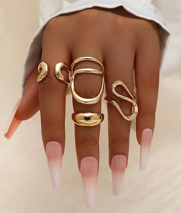 YEEZII 20 Pcs Gold Ring Set for Women, Chunky Statement Flower Finger Midi Rings, Big Boho Stacking Rings Pack Trendy Stuff Jewelry Gift