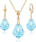 EVEVIC Austrian Crystals Baroque Pendant Necklace Earrings for Women 14K Gold Plated Hypoallergenic Leverback Drop Dangle Earrings Jewelry Set