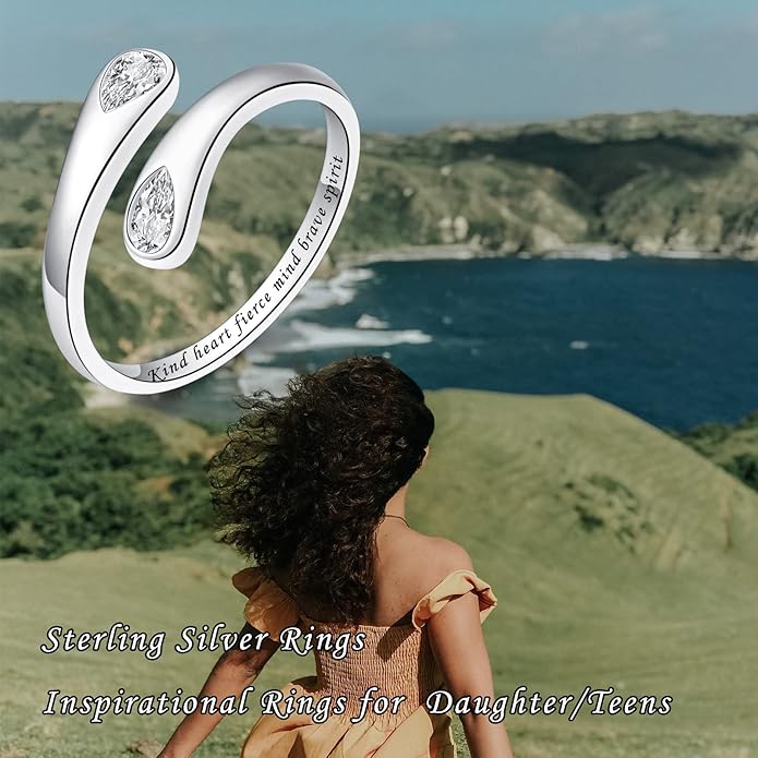 Fookduoduo 925 Sterling Silver Ring Inspirational Jewelry adjustable Wrap Open Rings for Women