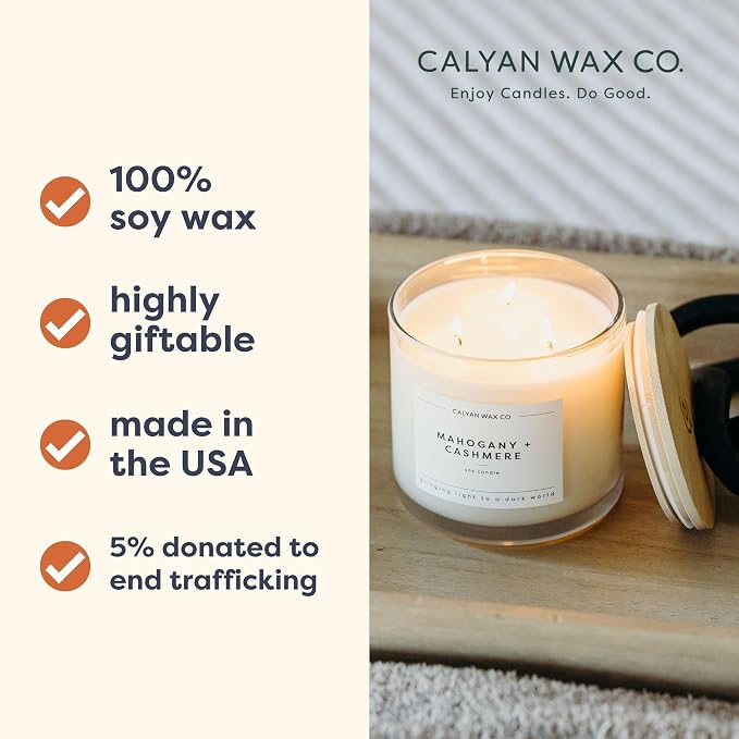 Evergreen & Eucalyptus 3 Wick Scented Candle - Image 3