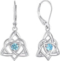 Starchenie Celtic Knot Dangle Earrings Sterling Silver Trinity Love Knot Leverback Earrings Gemstones Jewelry for Women