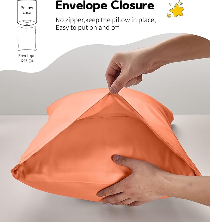 Deep Dream Toddler Pillowcases for 13x18 Pillow 2 Pack, 100% Cotton Travel Pillow Case Cover, 600 Thread Count Cotton Pillow Covers, Soft & Breathable Small Pillow Cases Envelope Closure, Orange