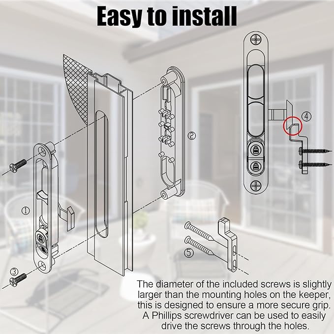 Sliding Screen Door Latch | Zinc Alloy Handles, 5-1/8" Mounting Holes, - Image 4