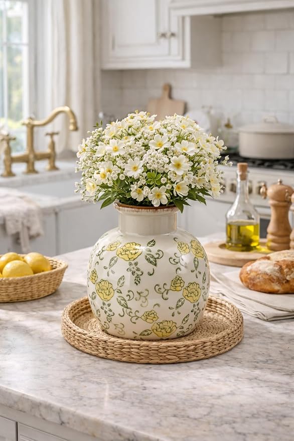 SIDUCAL Ceramic Vintage Vase, 5.91 Inch Retro Ice Cracked Chinoiserie Floral - Image 8