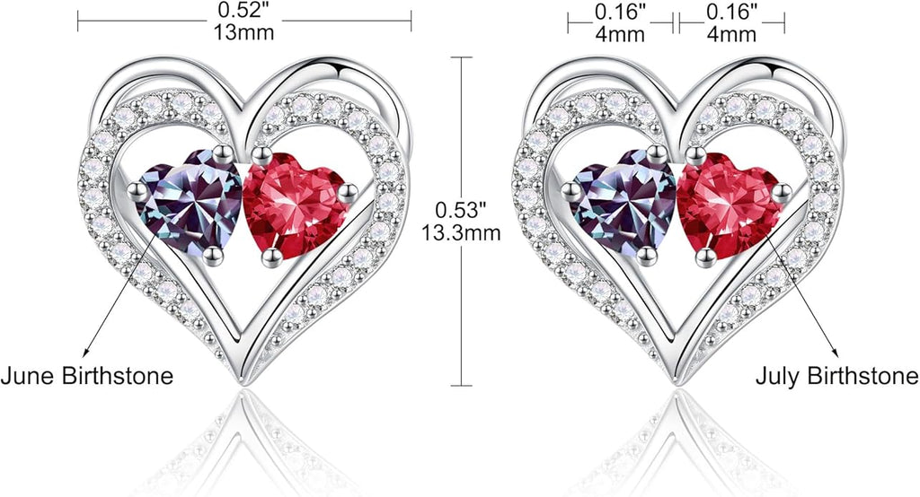 Iefil Valentines Day Gifts for Her - 925 Sterling Silver Birthstone Earrings, Anniversary Birthday Gifts for Women Wife Girlfriend Mom