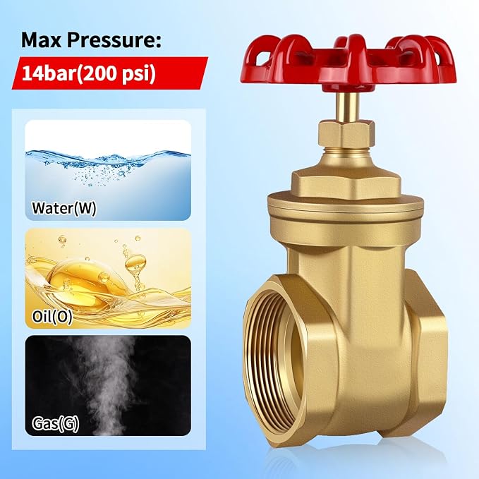 2’’ NPT Brass Gate Valve, 200 WOG Manual Rotary Sluice Valve - Image 6