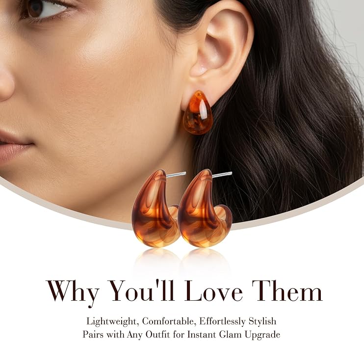 10 Pairs Chunky Gold Earrings for Women, Hypoallergenic Statement Hoops Earring for Multipack, Trendy Gold Chunky Hoop Earrings Jewelry for Gift