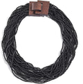 Coiris Beaded Strand Necklace for Women Boho Chunky Beaded Strand Necklace Bohemian Summer Beach Necklace Jewelry for Women(N0059-Black)