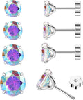 4Pairs AB Cubic Zirconia Earrings Studs Flat Back Earrings for Women 14K Gold CZ Flatback Stud Earrings Hypoallergenic Cartilage Nap Earrings
