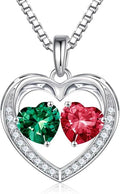 Iefil Valentines Day Gifts for Her - 925 Sterling Silver Heart Birthstone Necklace, Anniversary Birthday Gifts for Women Wife Girlfriend Mom Her