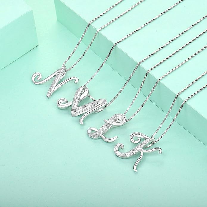 STARCHENIE Initial Necklace for Women 925 Sterling Silver Letter A-Z Pendant 26 Alphabet Jewelry