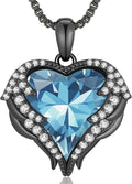 CDE Valentines Day Gifts for Women Angel Wings Necklace for Women with Birthstone, Love Heart Silver Tone/Gold Tone Pendant, Ideal Anniversary or Birthday Jewelry Gifts for Wife Girlfriend Her