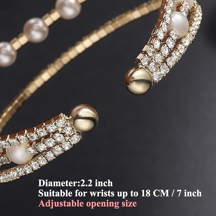 Suyi Rhinestone Bracelet Multilayer Gold Cuff Bracelet for Women Crystal Braidal Bracelets