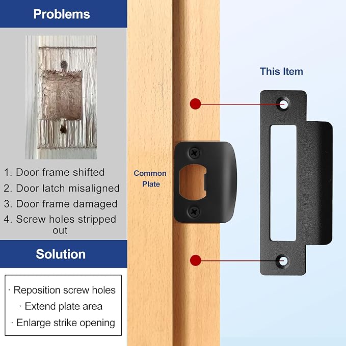 Oversized Strike Plate for Shifting Doors or Mortise Locks | Taller Opening for - Image 3